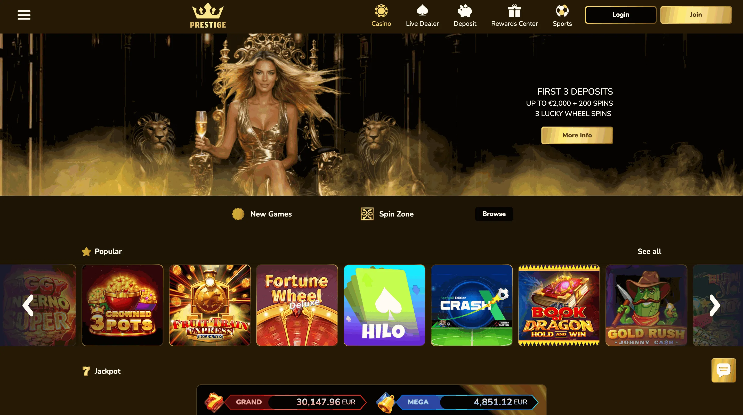 Prestige European online casino